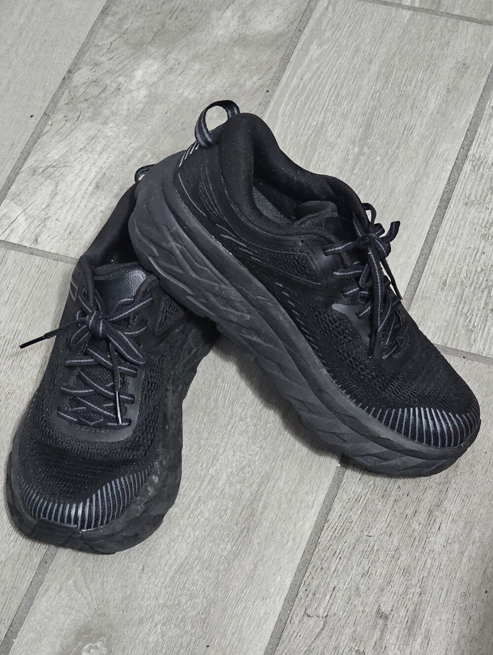 HOKA Womens Solid Lace Up Low Top Sneakers Black Size 6